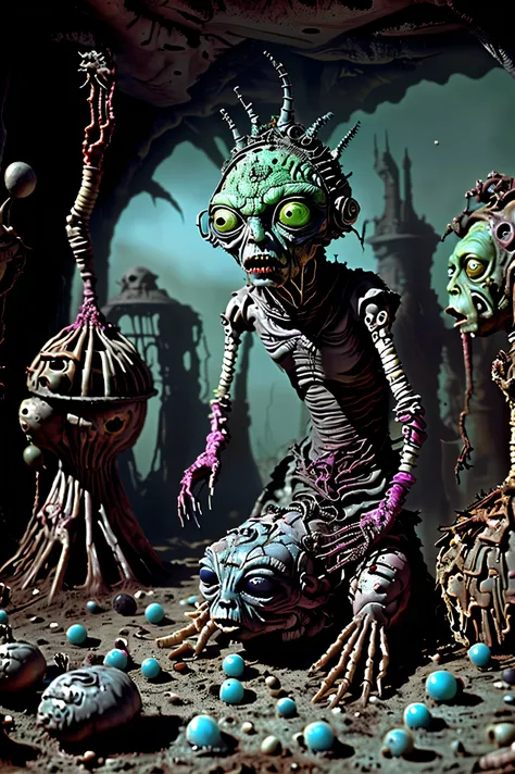 Many faces are growing wherever and on whoever they can, gothichorrorai, organic creatures search for food and blood and someone to devour, they wait with sharp teeth and watchful eyes, SPY and NOT ART are both SATAN. The bright sunlight melts their featur...