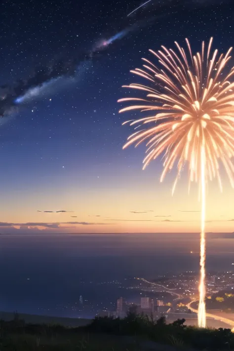 starry sky,fireworks,meteor,Summer,horizon