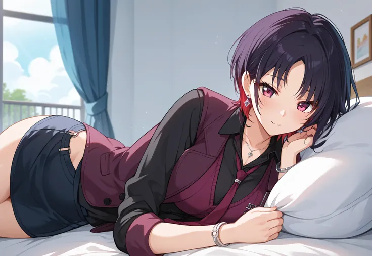 anime coloring, anime screencap,master piece、Best Quality,Super detailed,High resolution,Extremely detailed CG,Unity 8K Wallpaper,weat,score_9, score_8_up, score_7_up, score_6_up, score_5_up, score_4_up, source_anime,RenDefault, multicolored hair, short ha...