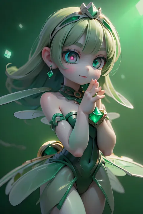solo,1 Female,cute, cute,small ,Skin color is white,(Succulents Succulents Fairy:1.5),(Mysterious fairy:1.5),(An accurate and perfect hand:2.0),(Anatomically Accurate Hands:2.0),( ballerina pose :1.5),(Emerald Green Jewel-like Eyes:2.5),(Glittering Highlig...