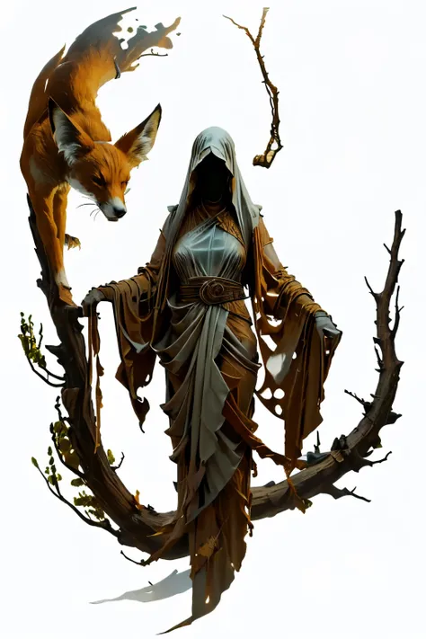 (full body image, (forbidden to cut or not) they appear from head to toe, Formato PNG , transparent background, white background, a creature with the shape of a quadruped animal, She has a skin made of wood, and its appearance is reminiscent of ...