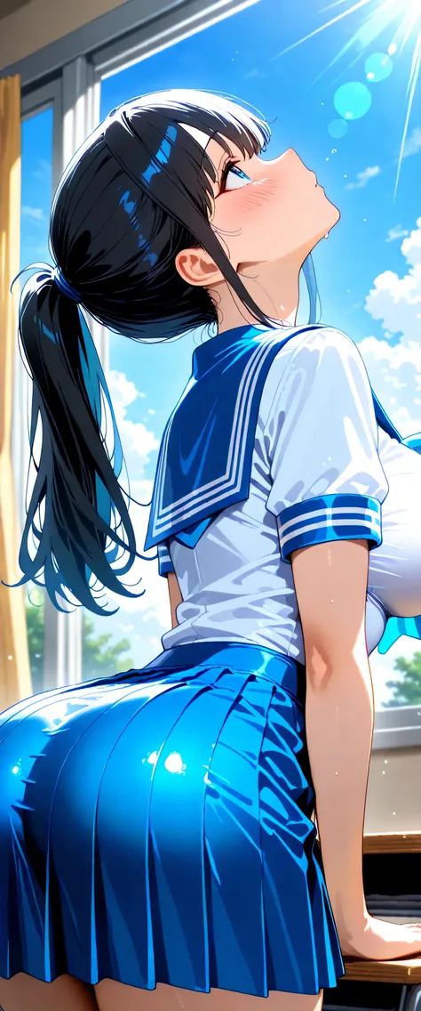 (beautiful girl: 1.3),1girl,masterpiece, Highest quality, Ultra-high resolution,rich contrast,super high quality,8k,Highly detailed CG unit wallpaper,texture,Incredibly absurd,Ultra-high resolution,RAW Photos,Depth of Field 1.2,high school girl,(Blue and w...