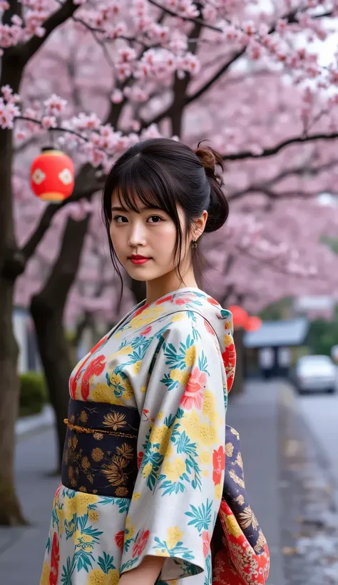 Utamaro's Ukiyo-e 、Beautiful Ukiyo-e composition、HD、4K、8k、16k、Woman uper high resolution、detailed description、A kimono with a bright white floral pattern that looks like art、A work like the culmination of Ukiyo-e、 color difference、bewitching beautiful woma...