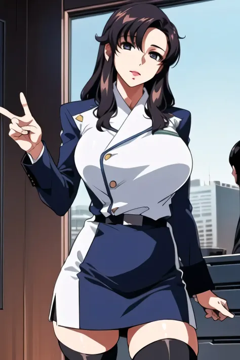 (((office lady uniform))),(Please draw facial expressions more delicately),(white blouse),(black micro mini skirt)(blue panties),I'll just do this myself、 amazing,I need it for work、Don't fix your face,Please draw 5 fingers accurately,black stockings with...