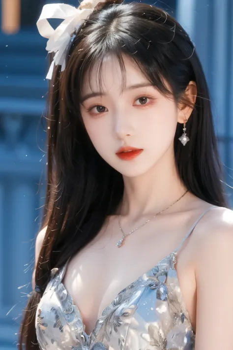 ( masterpiece, highest quality:1.2), 8,000, 85 mm, original photo, confuse, hair, Gradient Dress , Delicate girl,Shiny Skin, , watching the audience, HDR, clear focus, Twilight Sky , Shiny Skin, small eyes and face , brightly colored background, earrin...