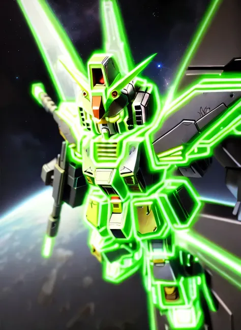((sf))、(masterpiece)、Best Quality、Elaborate CG Unity 8K Wallpaper、((SD Gundam 1.4))、(Jeong )、sharp gaze、Confront enemies with bazookas and sabers、Aerial Dance、Fly like a comet、Surrounded by Finnell Funnels、little character showing off his muscles、Backgroun...