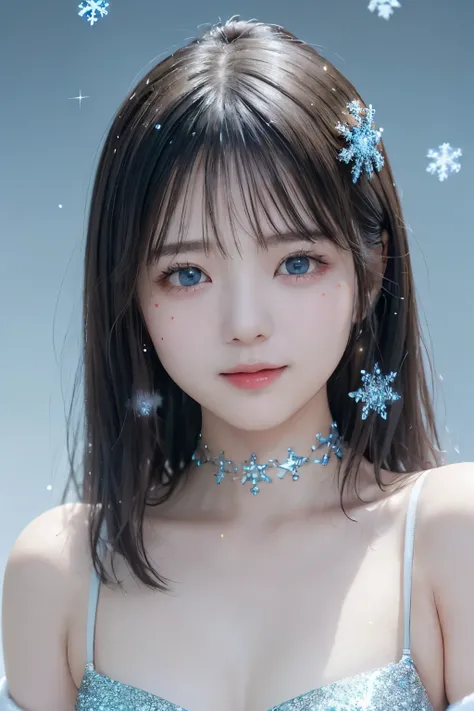(Upper Body Closeup), Portrait, Portrait, , 8k,masterpiece, Best Quality, 、Round-faced、 slim、flat body 、cute、Age 15、, one girl on her back、looking at the camera、face to face、pure white hair、glowing skin in front of a Japanese hot spring、((( GLITTER SKIN ))...