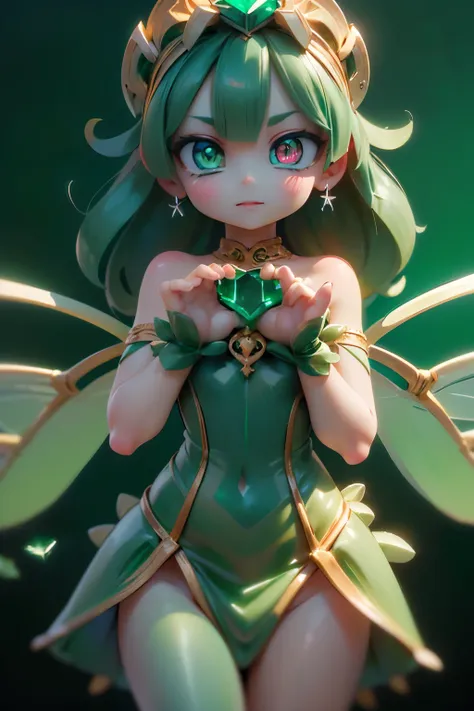 solo,1 Female,cute, cute,small ,Skin color is white,(Succulents Succulents Fairy:1.5),(Mysterious fairy:1.5),(An accurate and perfect hand:2.0),(Anatomically Accurate Hands:2.0),( ballerina pose :1.5),(Emerald Green Jewel-like Eyes:2.5),(Glittering Highlig...