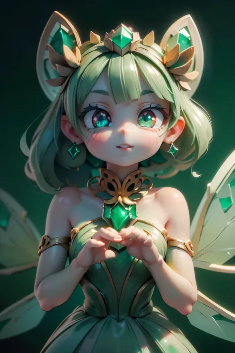 solo,1 Female,cute, cute,small ,Skin color is white,(Succulents Succulents Fairy:1.5),(Mysterious fairy:1.5),(An accurate and perfect hand:2.0),(Anatomically Accurate Hands:2.0),( ballerina pose :1.5),(Emerald Green Jewel-like Eyes:2.5),(Glittering Highlig...