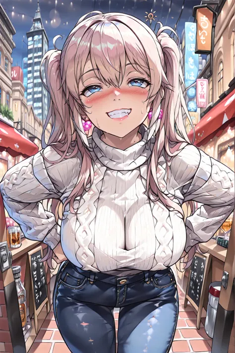 nipples:1.2,(mesugaki:1.3), (1girl, solo, extreme proportions:1.3),  
(huge breasts:1.2), (exposed belly:1.2), (sweat:1.1), full body, (thin fingers:1.1),  
((model-thin proportion:1.3)), (ethereally slender:1.3), (paper-thin waist:1.4),  
(bony:1.2), (pro...