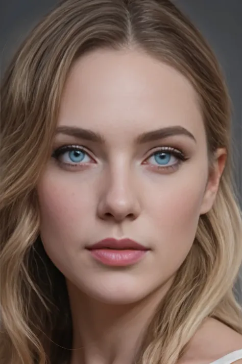 blaue Augen, sehr langes (wavy hair tied in two braids), brown hair, shoulder length, 24 year old girl , dunkel makeup, digital art, Trendy Artstation , very detailed, Fine details, complicated, detailed facial features, Sharp Focus, glatt, aesthetic, clo...
