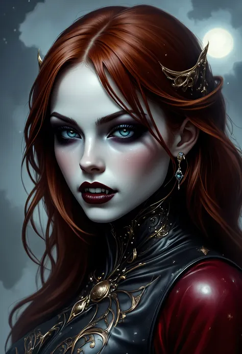 a full body shot picture of an epic beautiful female vampire, ghostly beauty, wearing transluminescent dress, black silk dress, intricate dress, transluminescent dress, transparent dress, red sleeves, epic beautiful female vampire, pale skin perfect body...