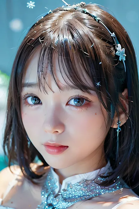 full body up , Portrait, Portrait, , 8k,masterpiece, Best Quality, 、Round-faced、Big Eyes、 troubled face、 slim、in trouble、naked、Nudes、全naked、facing the front、flat body 、cute、Age 15、, one girl on her back、looking at the camera、face to face、pure white hair、G...