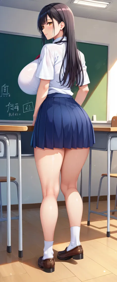 (master piece, best quality, detailed, absurd:1.2), 1 Japanese woman, high school girl, (With bangs, straight long black hair), beautiful character design, perfect face, beautiful eyes with attention to detail, brown eyes, ( school uniform,White collar shi...