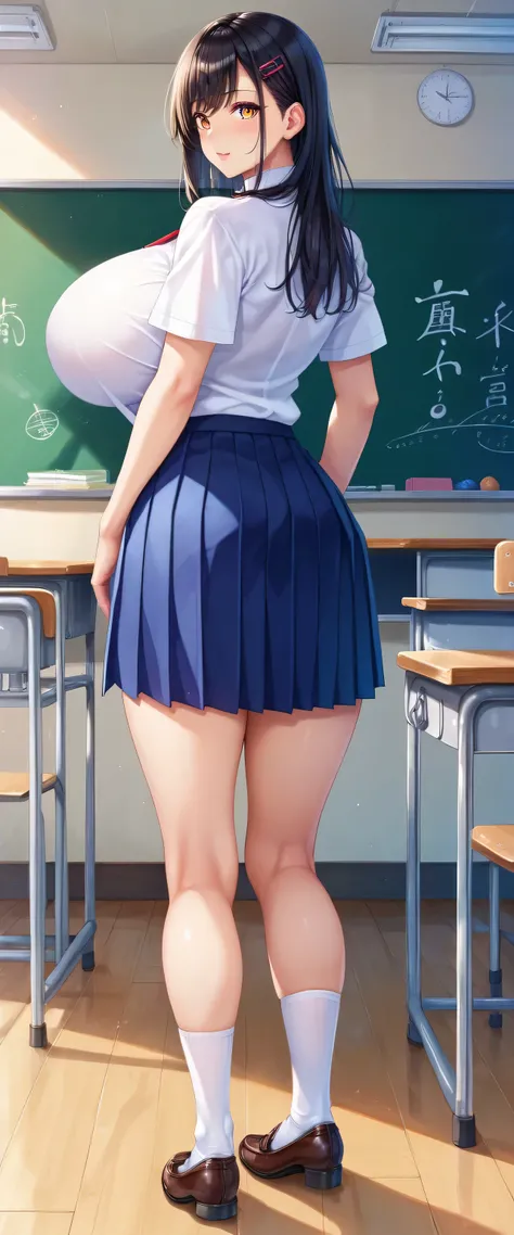 (master piece, best quality, detailed, absurd:1.2), 1 Japanese woman, high school girl, (With bangs, straight long black hair), beautiful character design, perfect face, beautiful eyes with attention to detail, brown eyes, ( school uniform,White collar shi...