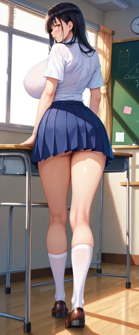 (master piece, best quality, detailed, absurd:1.2), 1 Japanese woman, high school girl, (With bangs, straight long black hair), beautiful character design, perfect face, beautiful eyes with attention to detail, brown eyes, ( school uniform,White collar shi...