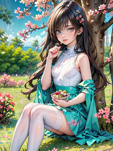Best quality, 8K, Best quality, Masterpiece, ((Odd-eyed high school girl)), ((Heterochromia, Red eyes, Blue eyes)), ((Sparkling narrow eyes)), (Very narrow eyes), (Long platinum and purple hair), Princess cut, ((Translucent sparkling white skin)), Shining ...