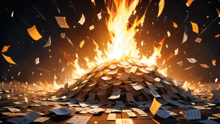 Wealthy People 々It was rudely piled up
A wad of banknotes is on fire