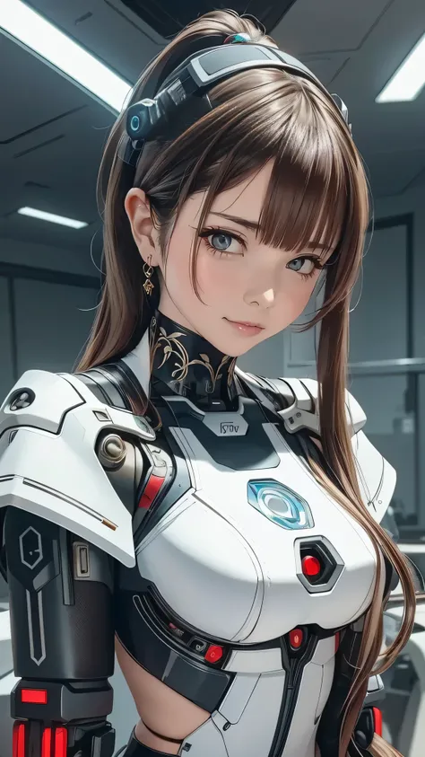 A woman in futuristic clothing holding a futuristic helmet and a futuristic sword, Trending on cgstation, Trending on cgstation, Portrait of a girl in the Knights of the Zodiac, Cute Cyborg Girl, Perfect android girl, Portrait Anime Astronaut Girl, Beautif...