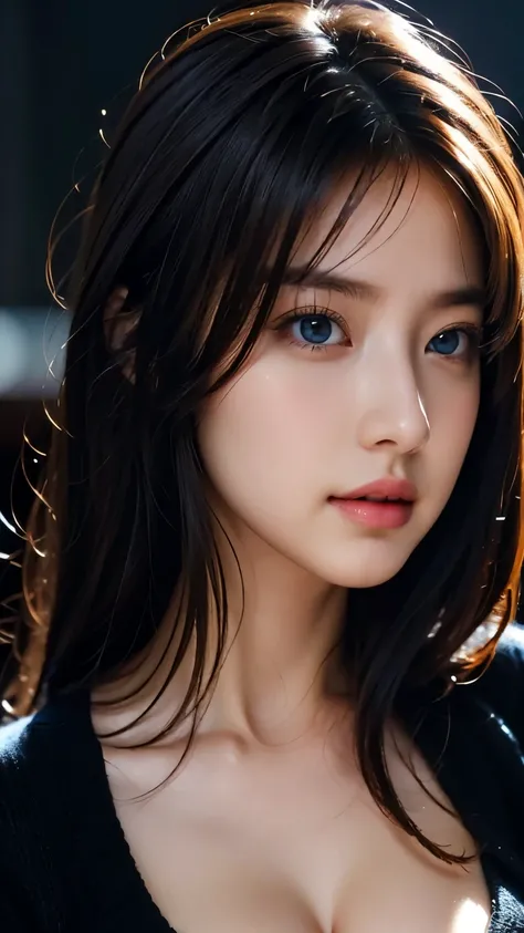 masterpiece, Best Quality, ultra detail, Elaborate, realistic, Sharp features, very well detailed, intense concentration, fully completed, fully completed, perfectly symmetrical eyes, perfect full lips, supple female body , like in a movie, film light, S...