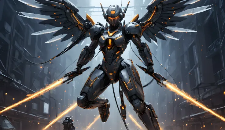 Anime drawn image, intricate, detailed, ornate, fantasy, machinery, neon, cyborg, mechanical parts, mechanical limbs, mechanical wings, cybernetic augmentations, probes, cables, wires, suspended in the air, ray tracing, 16k, UHD, cinematic, masterpiece, aw...