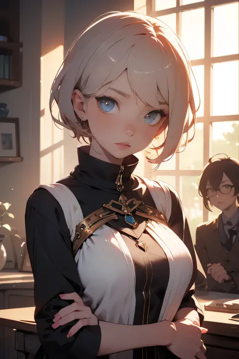 A semi-realistic anime-style digital illustration. A young woman stands close to the viewer, her eyes holding a depth that speaks volumes—warmth, longing, and quiet strength. She slightly bites her lower lip, hesitating as if holding back words she’s afrai...