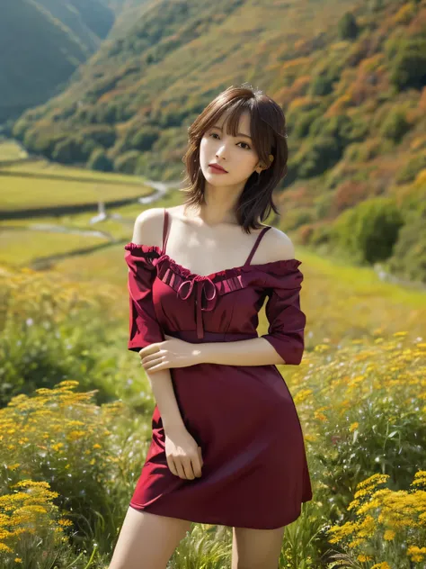 1 girl, A very beautiful portrait of a Japanese singer, ( Red Dress), ( gothic makeup), (RAW Photo Best Quality), (Realistic, Realistic:1.4), (masterpiece), Very detailed, 2k wallpaper, wonderful, finely, Very detailed, CG Unity 8k Wallpaper, Very detailed...