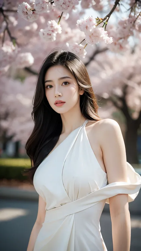 Ethereal avant-garde fashion portrait, elegant Asian female model with delicate BEAUTIFUL eyes, luminous porcelain complexion with subtle pearlescent highlights, serene contemplative expression with slightly parted lips, captured with Hasselblad 85mm f/1.4...