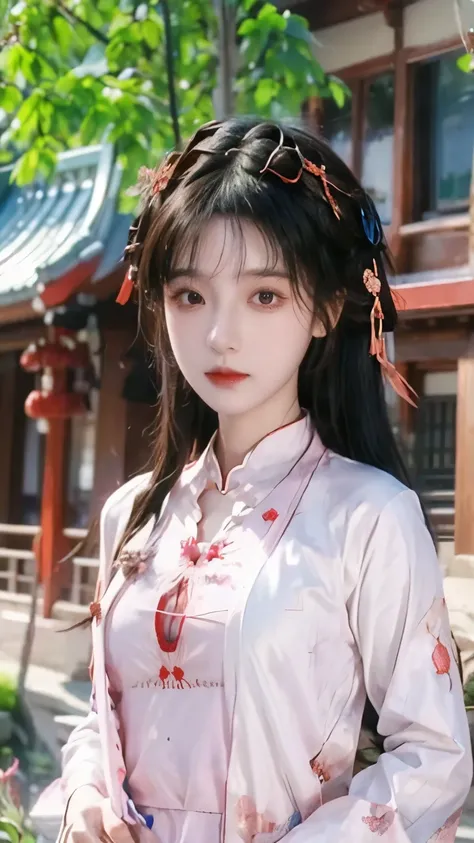 Very pretty cute girl 、头发上有花朵的Anime Girl, very 美丽的Anime Girl, 美丽的Anime Girl, Beautiful fantasy anime , Gu Weiss, Anime Girl, 美丽的Anime Girl, very beautiful anime girl , Red flowers, blurry background, Anime style 4K, Anime fantasy work , 4K anime wa...