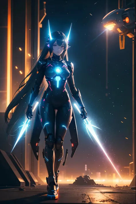 masterpiece, anime, full+slim+body+webtoon, cyborg+body+20%, highly detailed anime style cyborg body, standing+relax+pose, dynamic expression, sci-fi futuristic environment, cinematic lighting, hyper detailed, 8k, photorealistic, professional digital art, ...