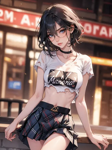 1girl,a beautiful fashion model ,(masterpiece, official art, best quality), short shiny hair, black hair, full lips, upturned nose , medium breasts, stripping, elegant makeup, exhibitionism, naked in public, , slim thighs, toned body, shiny skin, sexy pos...