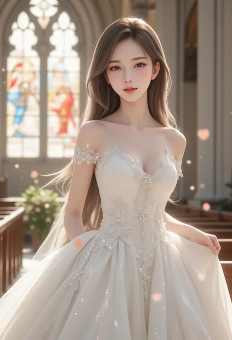 masterpiece, (full body shot including dress skirt:1.1),(super cute young face:1.3),(japanese idol face:1.3),very beautiful cute girl,(baby face:1.3),(thirteen  years old:1.2),exquisite smooth and silky long brown straight hair,fair skin,(happy cheerful sm...