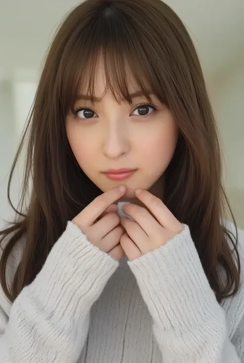 high image quality , 32K, very accurate anatomy , masterpiece, realistic, very well detailed , photos, High Resolution , ((Heart shaped hands :2.78, Cute Hairstyles)), Smoother Light , Official Art, Boundary Depth Explanation , brigh...