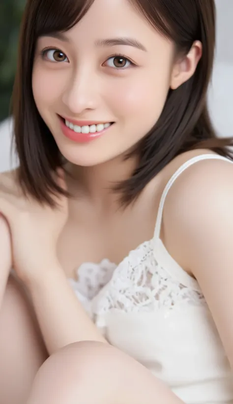 (nsfw:1.5), ( looking up from below ), Beautiful and wonderful, Perfect white skin, Hazel's sparkling eyes, Sexy Smile , ((white loose tight mini dress)), High leg slit , perfect camel toe with bulging back in thin fabric, perfect size DD cup booties,
Pe...