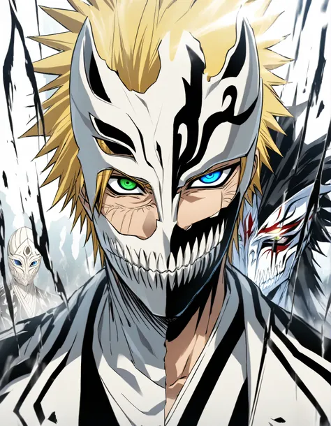 I want to you Creating Anime with Main Character Has Been Reincarnating, Uzumaki Naruto/Boruto Has Been Reincarnating As Ulquiorra Ciffer/Bleach and Morgoth/Lords Of The Rings, A man's With His Hair is Mix between Black and Blonde, the Man's eyes Combinati...