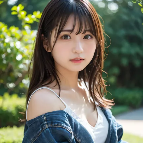 A girl standing in the park:1.5、very wide angle lens:1.8, 全身ショット:1.8、美脚:1.8、 in 8K,Best Quality:1.4, 超A high resolution:1.5, (Photorealistic:1.4),masterpiece:1.2,(top-quality:1.4)、Raw photo、1a japanese girl、Cute、草原、ワンピース、フラフィーレース、風が吹いている、もっている、笑顔、美しい脚,(((...