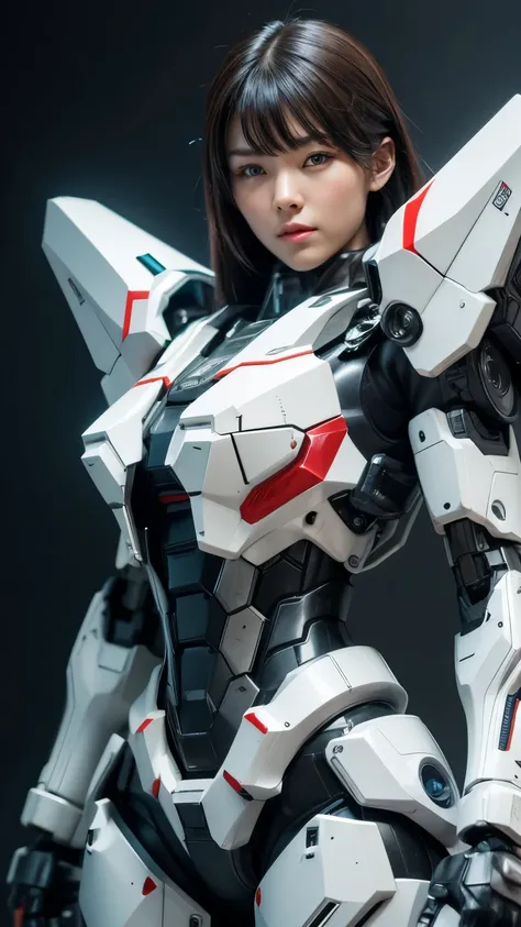 Textured skin, Super Detail, high details, High quality, Best Quality, hight resolution, 1080p, hard disk, Beautiful,(cyborgs),(Missiles from the chest),(Machine gun from both hands),beautiful cyborg woman,Mecha Cyborg Girl,Battle Mode,Girl with a Mecha Bo...