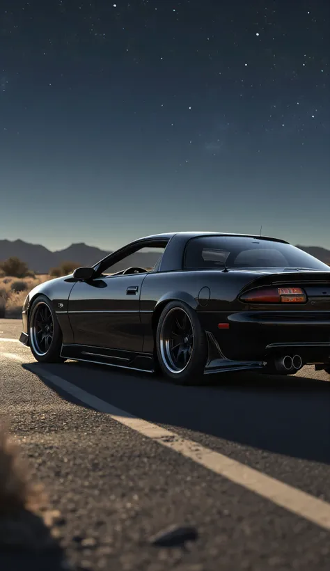 * "A sleek black modified 1999 Camaro SS"
* "A photorealistic image of a black modified 1999 Camaro SS"
Adding Details:
* "A sleek black modified 1999 Camaro SS with a lowered suspension, large black wheels, and a spoiler"
* "A photorealistic image of a...