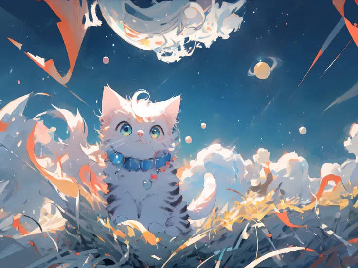 Anime art wallpaper, entire body visible, Draw realistic and cute anime cats in detail, digital art style, 8K high-definition digital animation wallpaper, ultra-high detail value, small and cute, showing the most exquisite digital animation art, From behin...