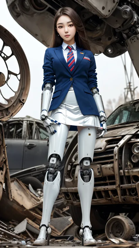 (((masterpiece))), photo Realism, (top Quality, High Quality, top resolution, high resolution), ultra detailed, high detailed, Beautiful abandoned robot woman, (Beautiful white Silky smooth face), extraordinary korean idol and mixed face, Beautiful round C...