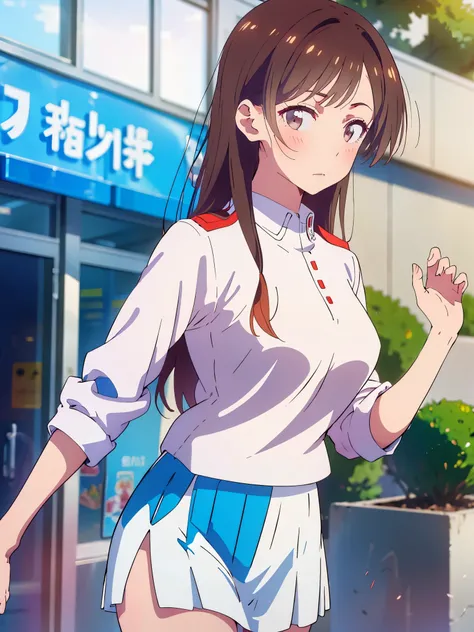 濃紺のwoman in uniform&#39;woman in uniform、  I witnessed a young man in a suit massaging his chest over his bra.。., (  touch the part that touches the chest,Subjective hand,   grabs breasts :1.3)、 bra ,  skirt ,  panties, underwear, (shiny light blue satin  ...