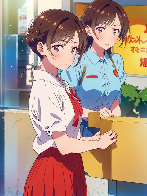 濃紺のwoman in uniform&#39;woman in uniform、  I witnessed a young man in a suit massaging his chest over his bra.。., (  touch the part that touches the chest,Subjective hand,   grabs breasts :1.3)、 bra ,  skirt ,  panties, underwear, (shiny light blue satin  ...