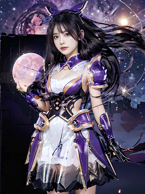 1 mechanical girl: 1.4,tohka\(dark\), (japanese girl 16 height 160 proportion 9:1 chest32 waist20 hip33 white skin purple hair), transparent latex dress, , on the side, Sci-fi Backgrounds Realistic Backdrops, complex background,inside a spaceship in the ...