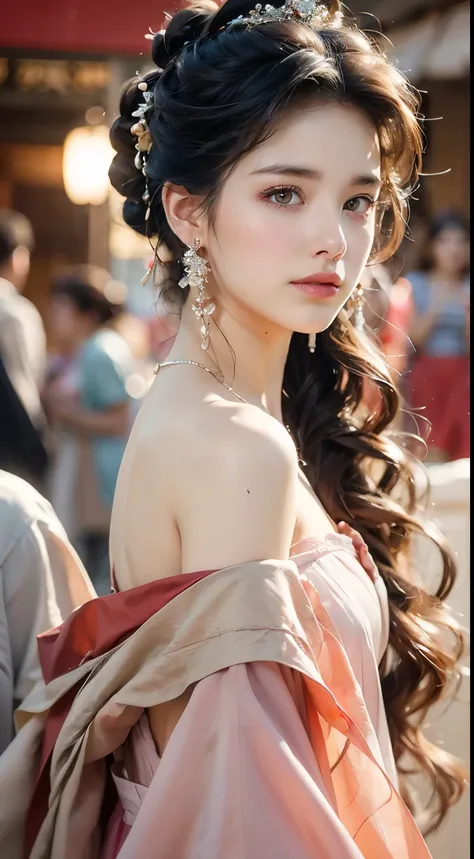 Best Quality, Masterpiece, Ultra High Resolution, (Realisticity: 1.4), Original Photo, 1girl, Pink Off-the-Shoulder, Cinematic Lighting