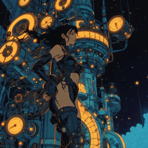 30-year-old woman、High leg of fluorescence、Big Breasts、cleavage、seduction poses for sexual climax、Lunar Surface、universe、Countless Stars、universe船、、32k、anatomically accurate、anatomically accurateな女性、anatomically accurateなuniverse船、steampunk、Walking、Dynamic...