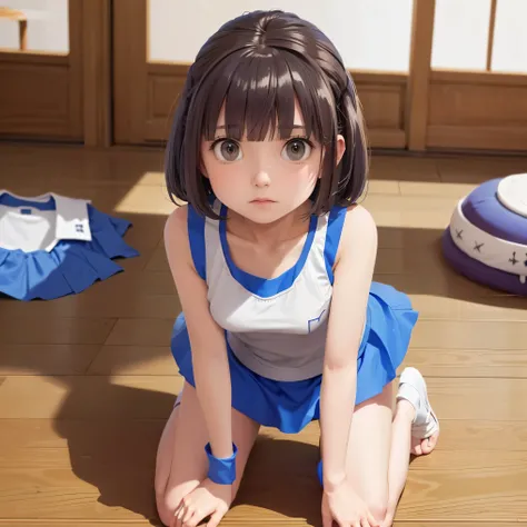 （（（ＳＦＷ、sound、Highest quality、 Super Horrible Leotard 、 、8k、 Detailed Faces 、 super high accuracy 、   normal hand、通常See also、５See also、Highest）））、 beautiful girl standing stunned、 brown hair、  bob cut from the front、slender、  The length is short  、細いfeet、Ar...
