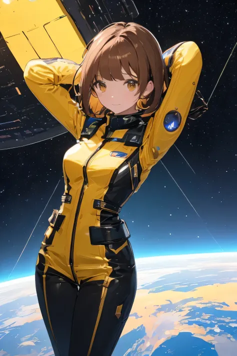 Space ship, captain future, comet, extremely fine and beautiful design, illustration, masterpiece,best quality, high resolution, 8k, sf,space fantasy, extremely beautiful and fain design, extremely fine and beautiful colors, An anime girl with shoulder-len...