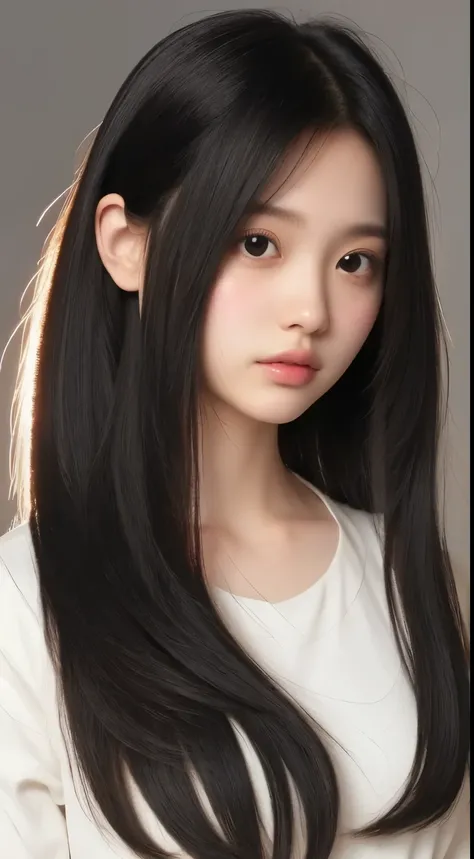 Floating Hair, long black hair, bungs , 1 beautiful girl,  masterpiece, anatomically accurate, top quality