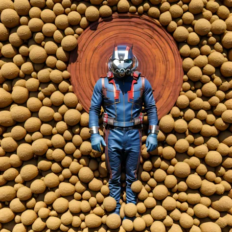 Ant-man in the middle, realistic representation of 10 liposomes randomly locales, subjected to a ultrasonic heatwave.
