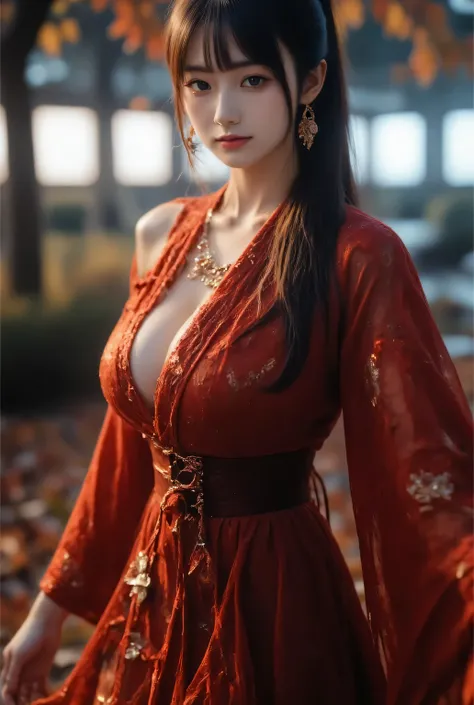 Posture and air quality：wears this frosted skirt，instantly emits an air of classical and mysterious fusion。The longitudinal line of the skirt lengthens her height，with a slim design，Makes her waist look slim and tall。The dark red dress gently folds in her ...